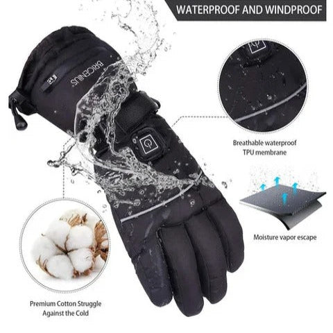 Rechargeable Heated Gloves with 3 Heat Levels and Water Resistant Shell