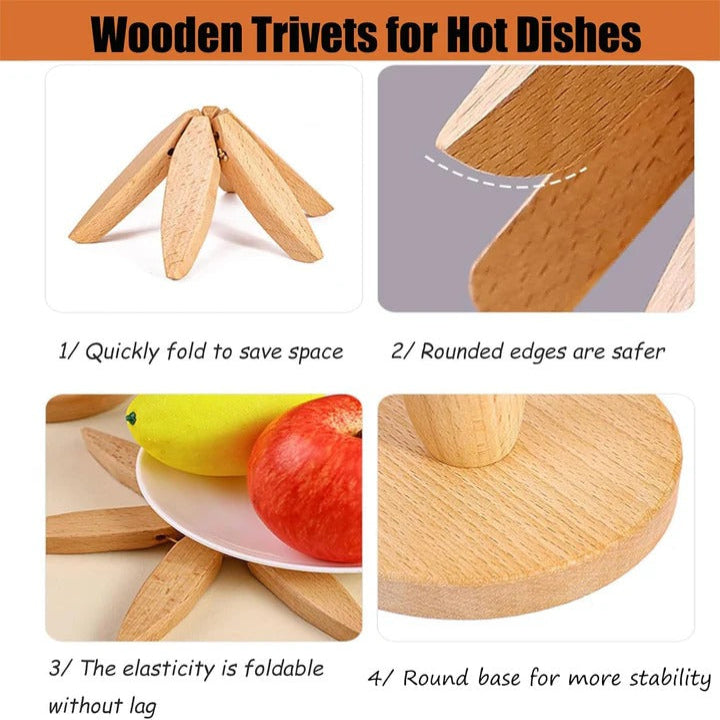Wood Pot Holder with Heat-Resistant Surface