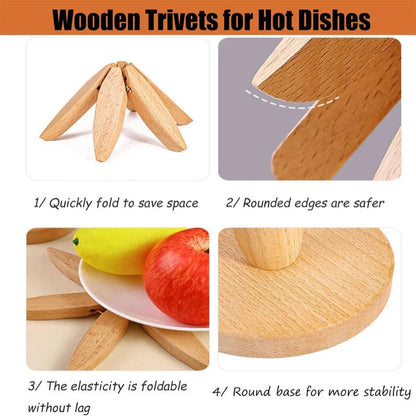 Wood Pot Holder with Heat-Resistant Surface