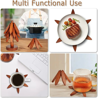 Wood Pot Holder with Heat-Resistant Surface