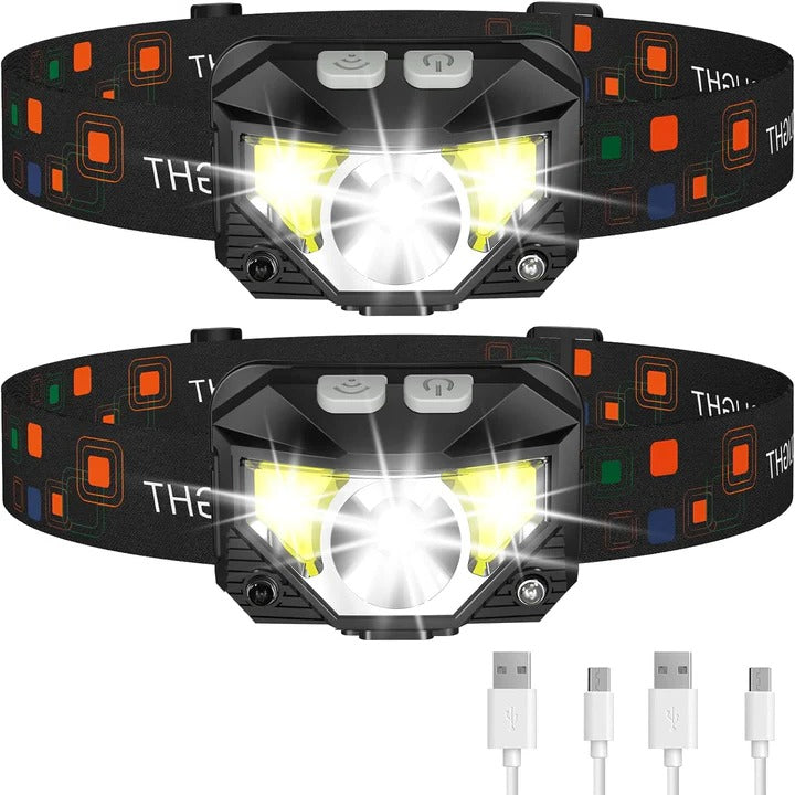 Rechargeable Headlamp with Motion Sensor, Set of 2