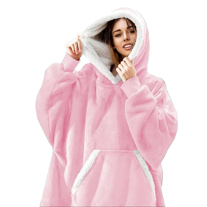 Oversized Wearable Blanket Hoodie with Sherpa Lining and Front Pocket