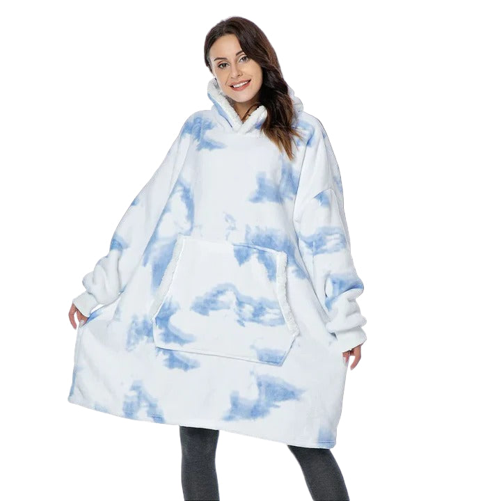 Oversized Wearable Blanket Hoodie with Sherpa Lining and Front Pocket