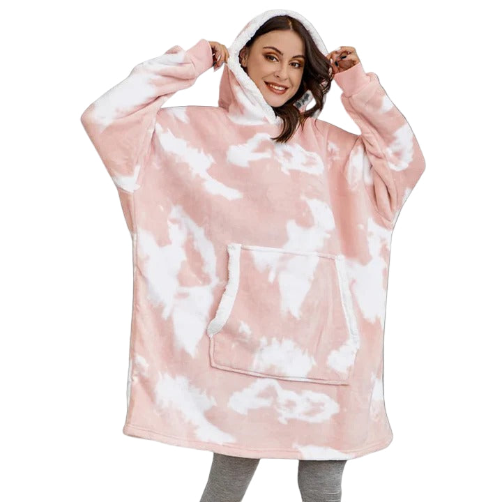Oversized Wearable Blanket Hoodie with Sherpa Lining and Front Pocket