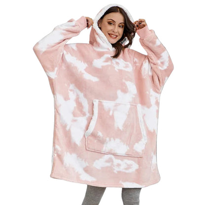 Oversized Wearable Blanket Hoodie with Sherpa Lining and Front Pocket