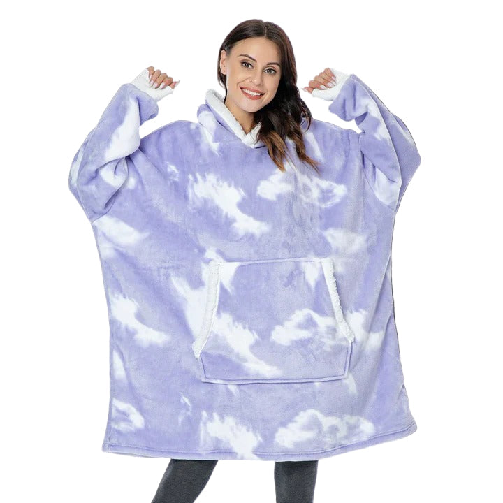Oversized Wearable Blanket Hoodie with Sherpa Lining and Front Pocket