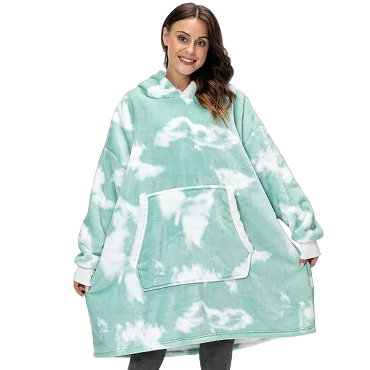 Oversized Wearable Blanket Hoodie with Sherpa Lining and Front Pocket