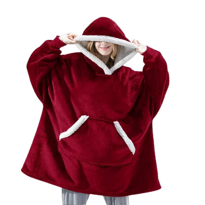 Oversized Wearable Blanket Hoodie with Sherpa Lining and Front Pocket