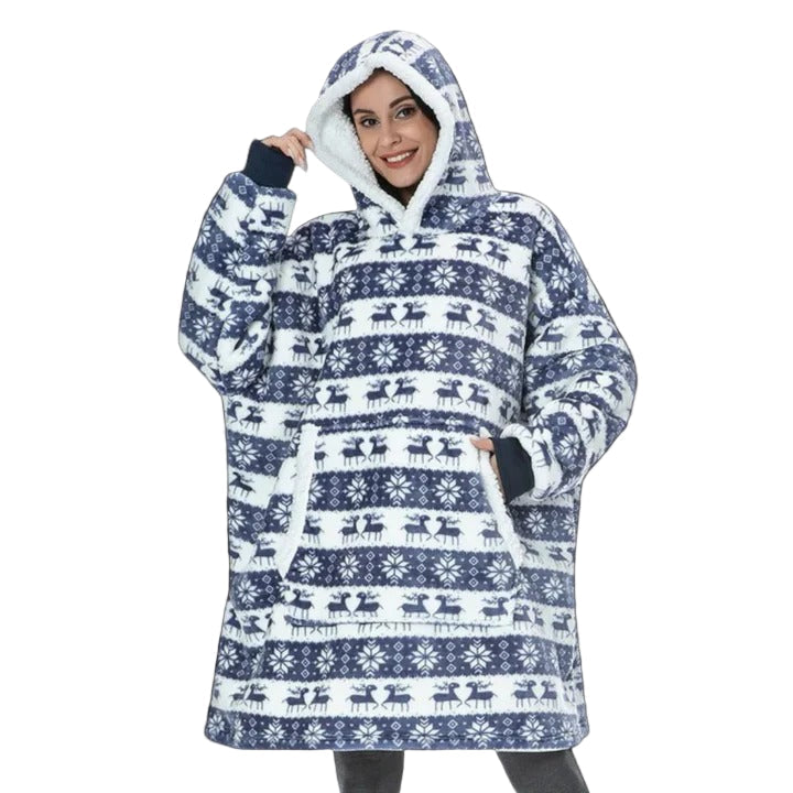 Oversized Wearable Blanket Hoodie with Sherpa Lining and Front Pocket