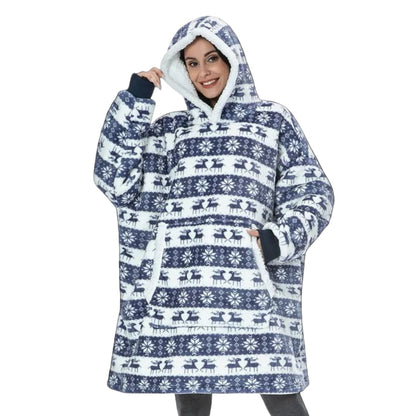 Oversized Wearable Blanket Hoodie with Sherpa Lining and Front Pocket