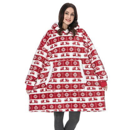 Oversized Wearable Blanket Hoodie with Sherpa Lining and Front Pocket
