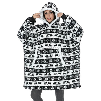 Oversized Wearable Blanket Hoodie with Sherpa Lining and Front Pocket