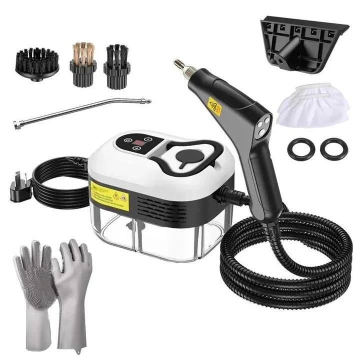 Steam Cleaning Device with Nozzles and Heat Resistant Gloves