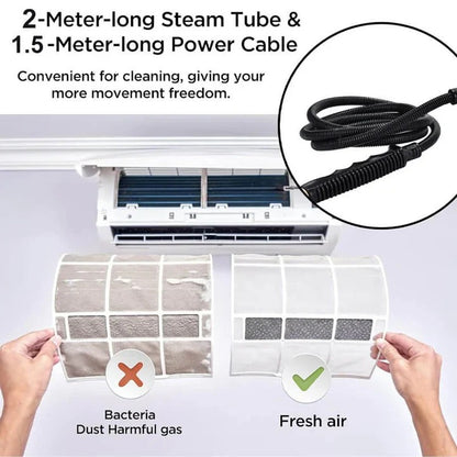 Steam Cleaning Device with Nozzles and Heat Resistant Gloves