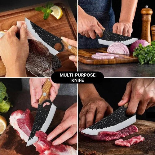 Carbon Steel Utility Kitchen Knife with Wooden Handle