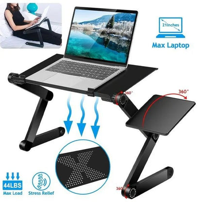 Adjustable Folding Aluminum Laptop Stand with Detachable Mouse Plate