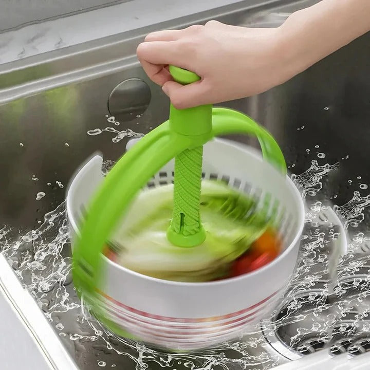 Manual Spin Salad Bowl with Built In Rinse and Drain System