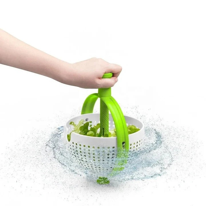 Manual Spin Salad Bowl with Built In Rinse and Drain System