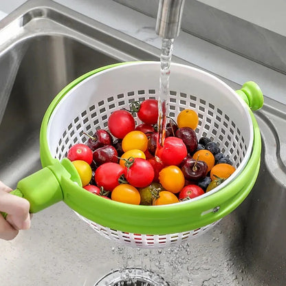Manual Spin Salad Bowl with Built In Rinse and Drain System