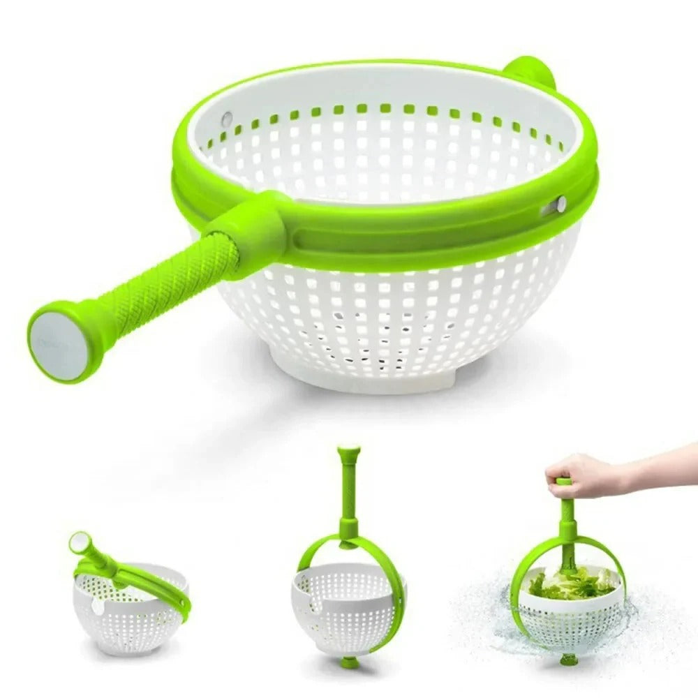Manual Spin Salad Bowl with Built In Rinse and Drain System