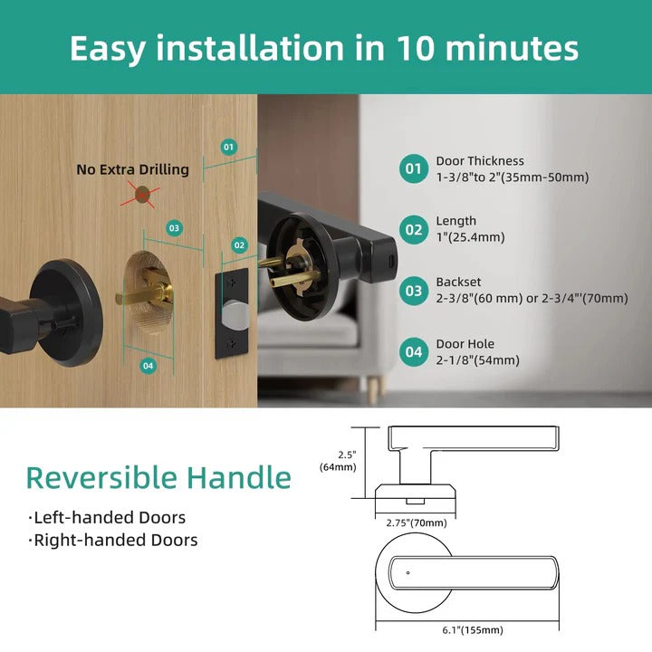 Digital Keypad Lock with Handle and Fingerprint Access