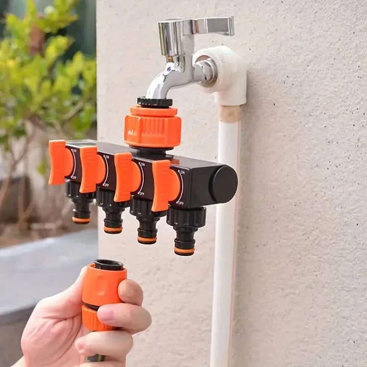 Water Hose Splitter for Garden with Four Ports