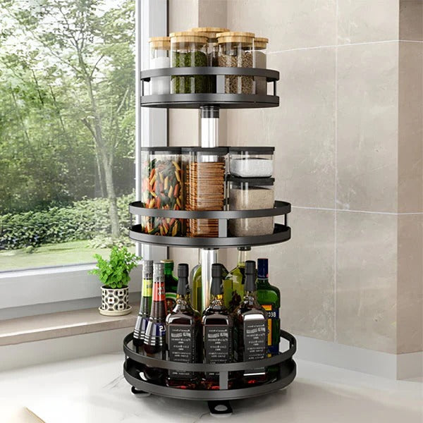 Swivel Metal Organizer with 3 Tiers for Storage