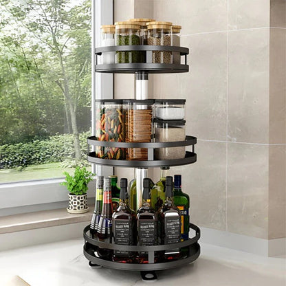 Swivel Metal Organizer with 3 Tiers for Storage