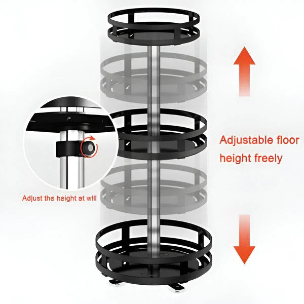 Swivel Metal Organizer with 3 Tiers for Storage