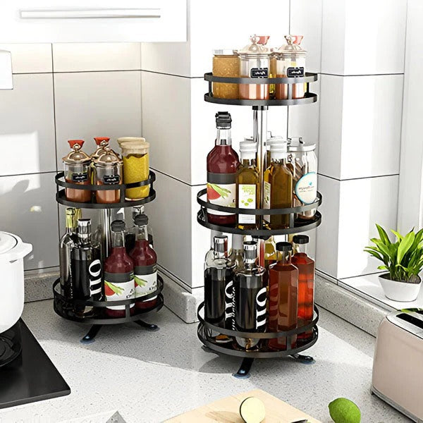 Swivel Metal Organizer with 3 Tiers for Storage