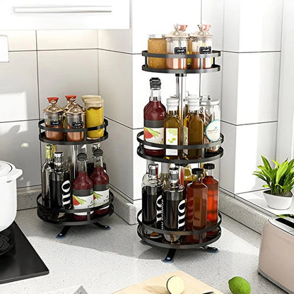 Swivel Metal Organizer with 3 Tiers for Storage