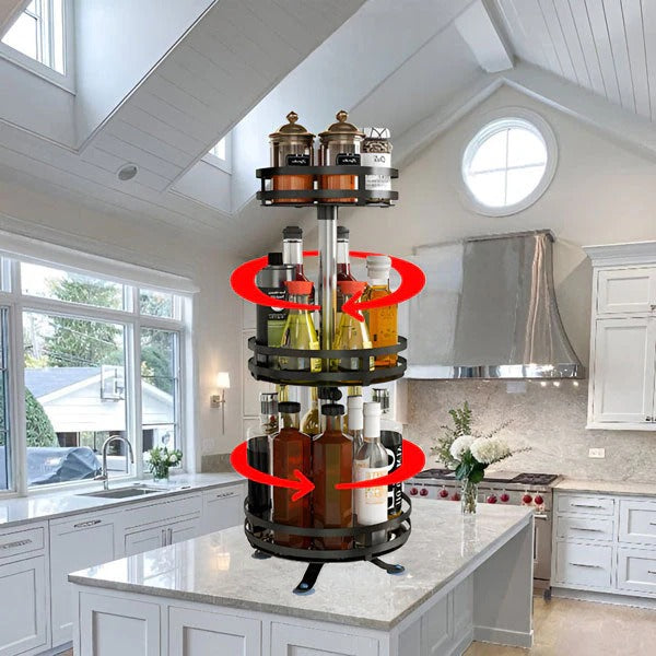 Swivel Metal Organizer with 3 Tiers for Storage