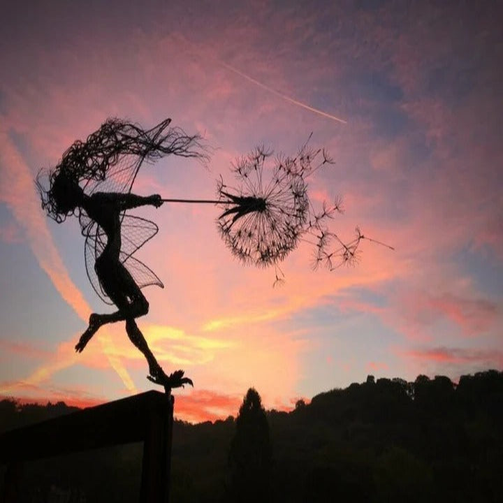 Metal Garden Decoration with Fairy and Dandelion Figures