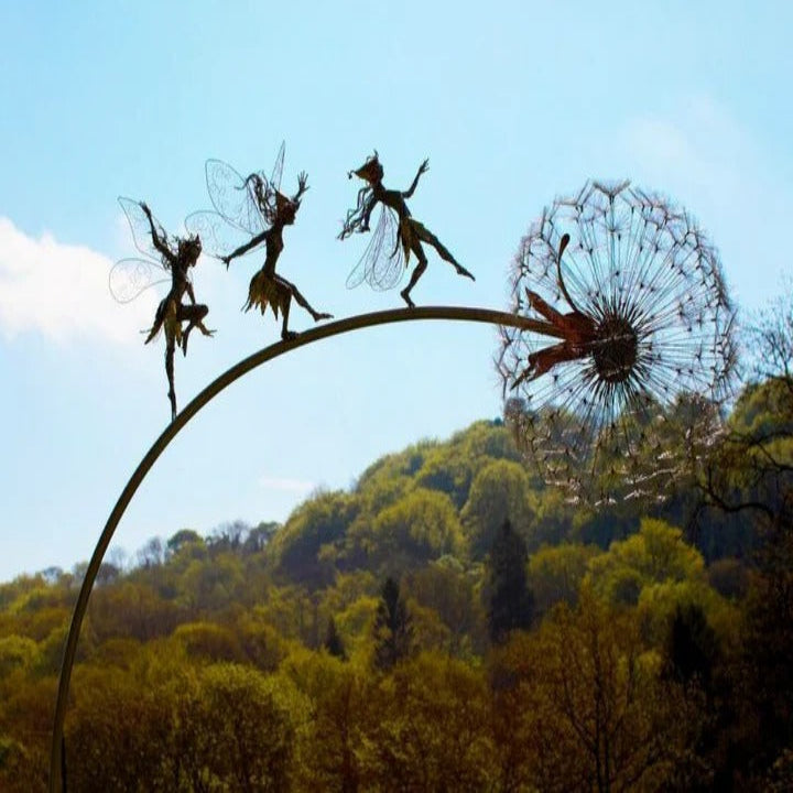 Metal Garden Decoration with Fairy and Dandelion Figures