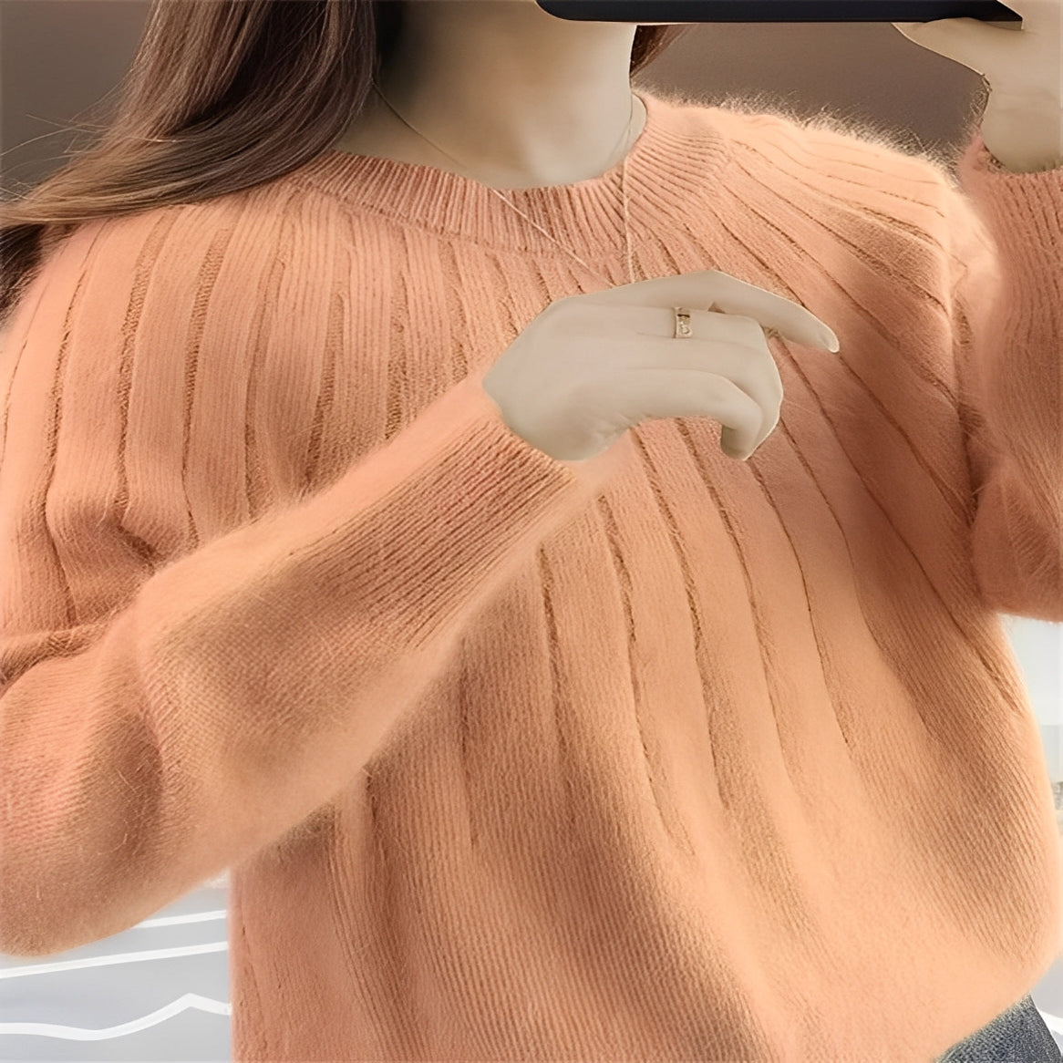Womens Cashmere Knit Sweater in Seven Colors with Warm Cut for Cool Weather
