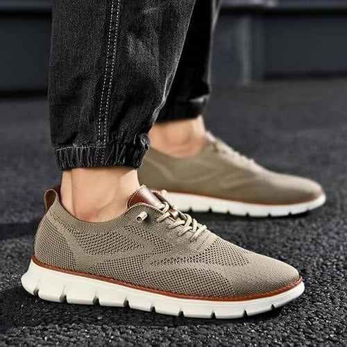 Knit Fabric Casual Shoes with Wide Toe Box and Slip On Style
