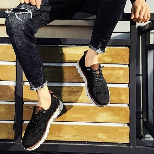 Knit Fabric Casual Shoes with Wide Toe Box and Slip On Style