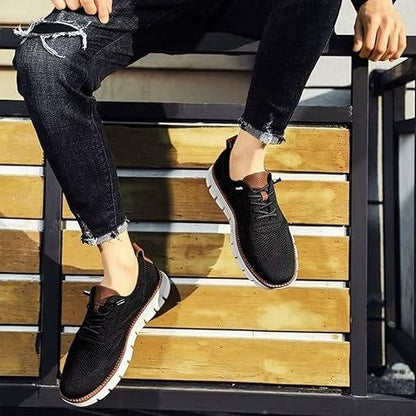 Knit Fabric Casual Shoes with Wide Toe Box and Slip On Style