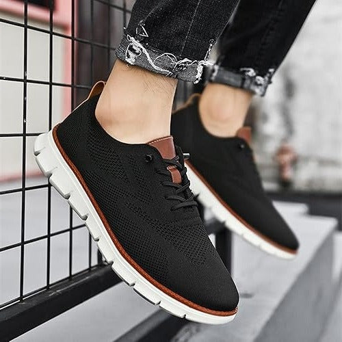 Knit Fabric Casual Shoes with Wide Toe Box and Slip On Style