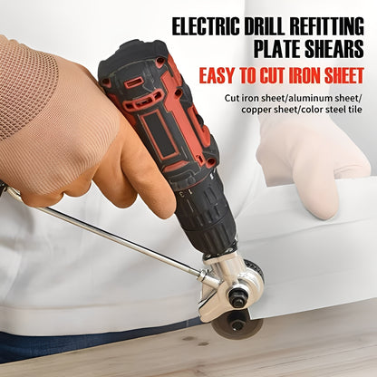 Drill Powered Metal Shear Cutter Attachment for Sheet Material