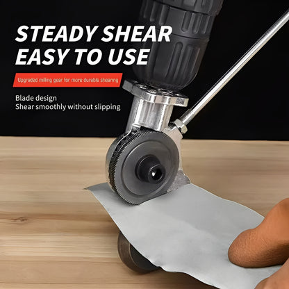 Drill Powered Metal Shear Cutter Attachment for Sheet Material
