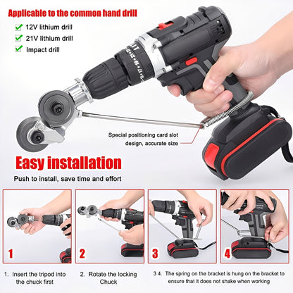 Drill Powered Metal Shear Cutter Attachment for Sheet Material