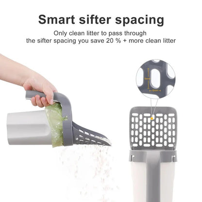 Cat Litter Scoop with Integrated Waste Container and Sifter