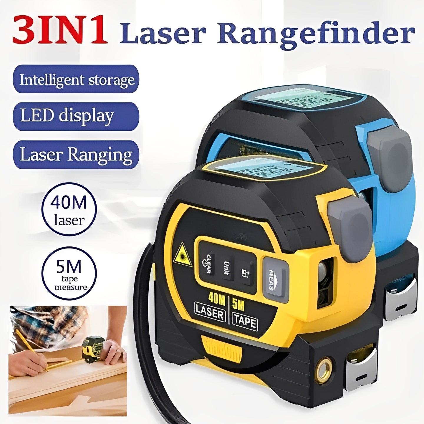 3-in-1 Distance Measuring Tool with Infrared Laser Function