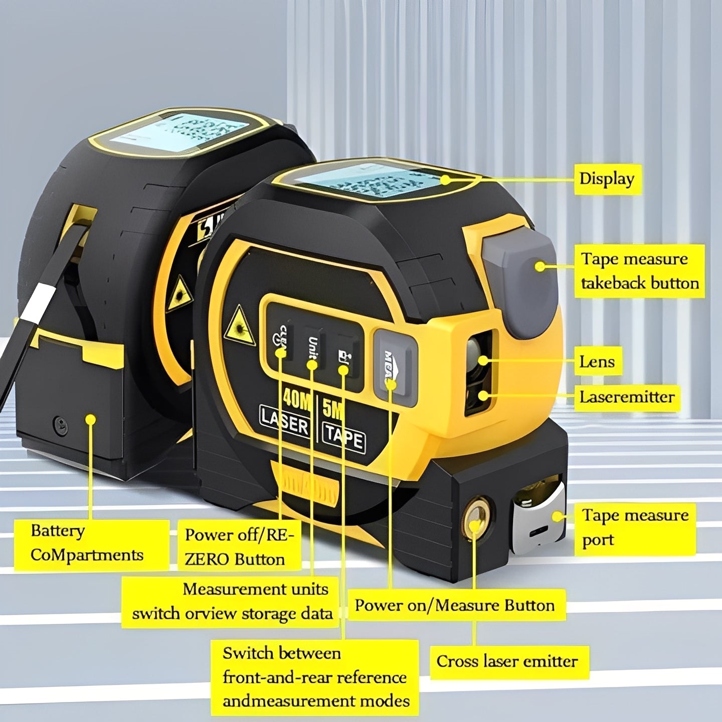 3-in-1 Distance Measuring Tool with Infrared Laser Function