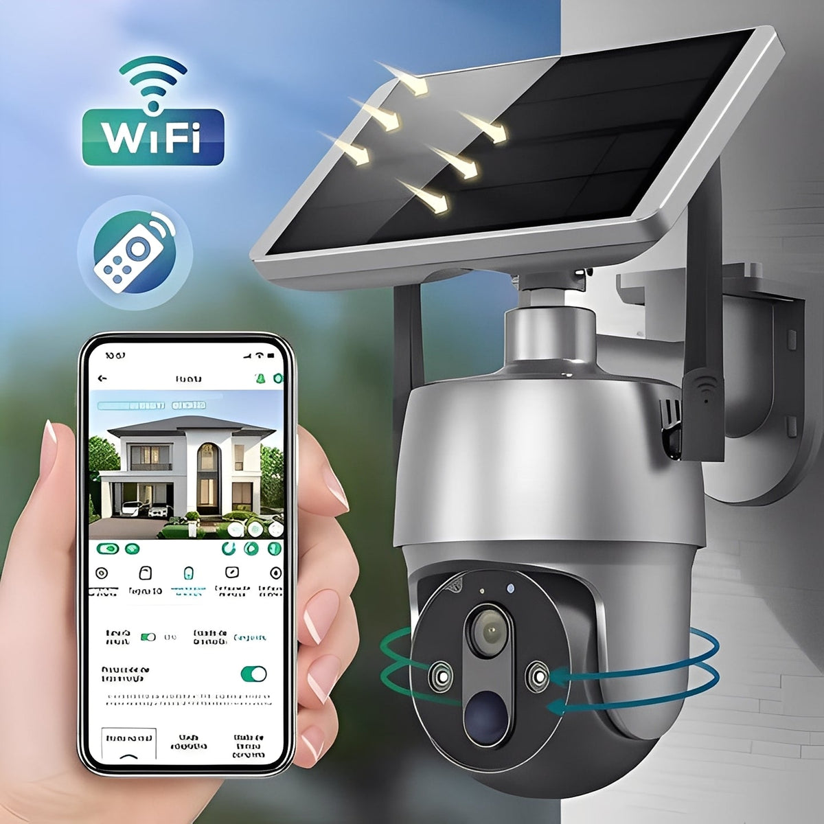 Solar Powered Wireless Outdoor Security Camera with 1080P Video and Color Night Vision