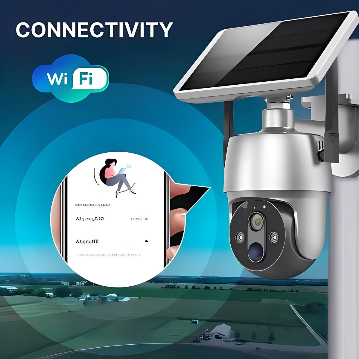 Solar Powered Wireless Outdoor Security Camera with 1080P Video and Color Night Vision