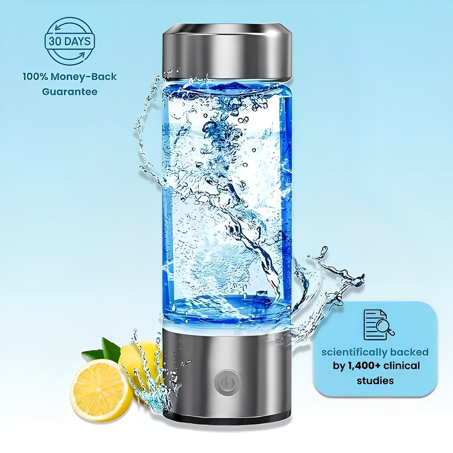 Portable Hydrogen Water Bottle with USB Rechargeable Base