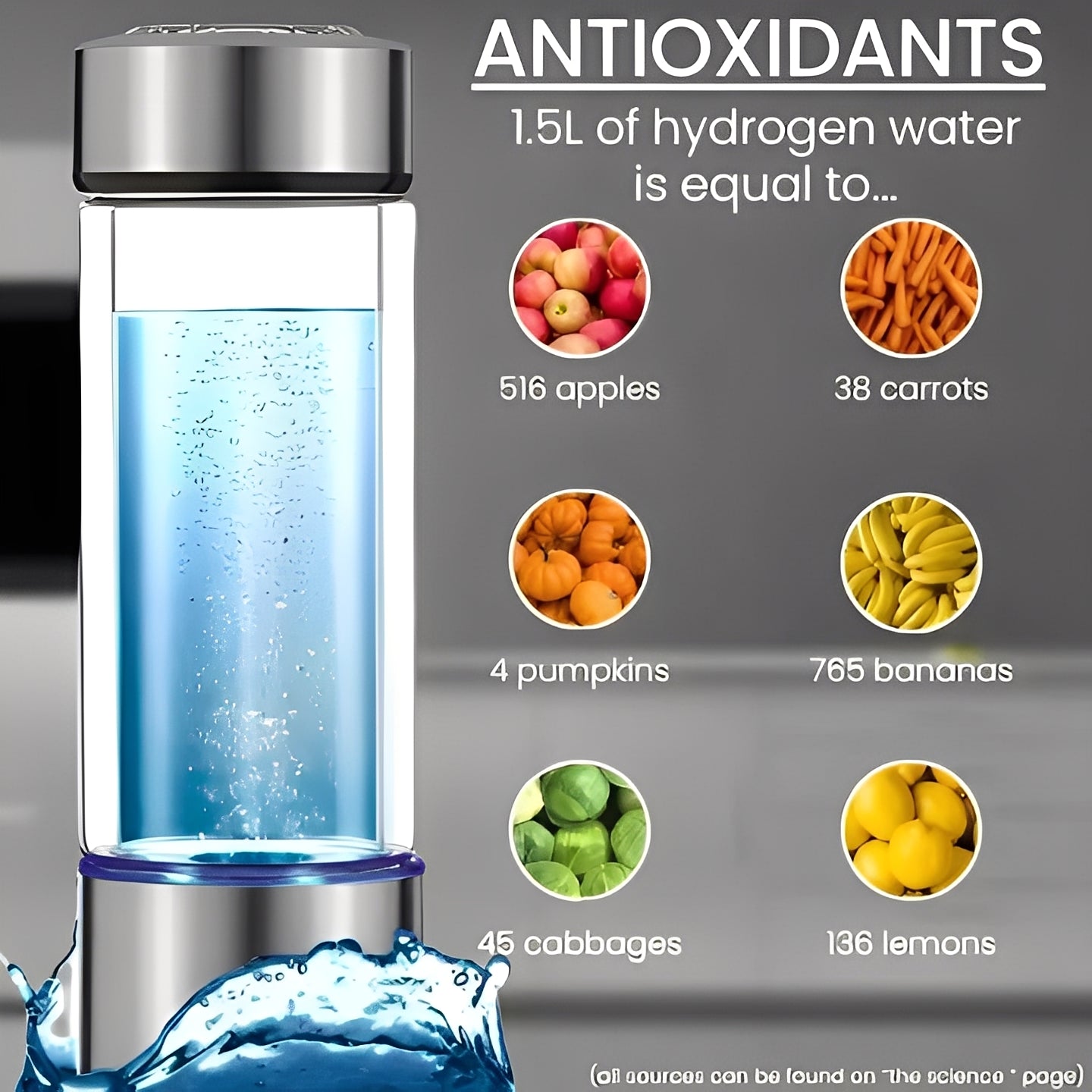 Portable Hydrogen Water Bottle with USB Rechargeable Base