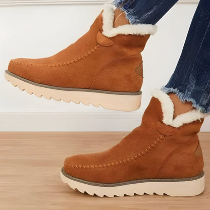 Fur Lined Ankle Boots with Slip On Design